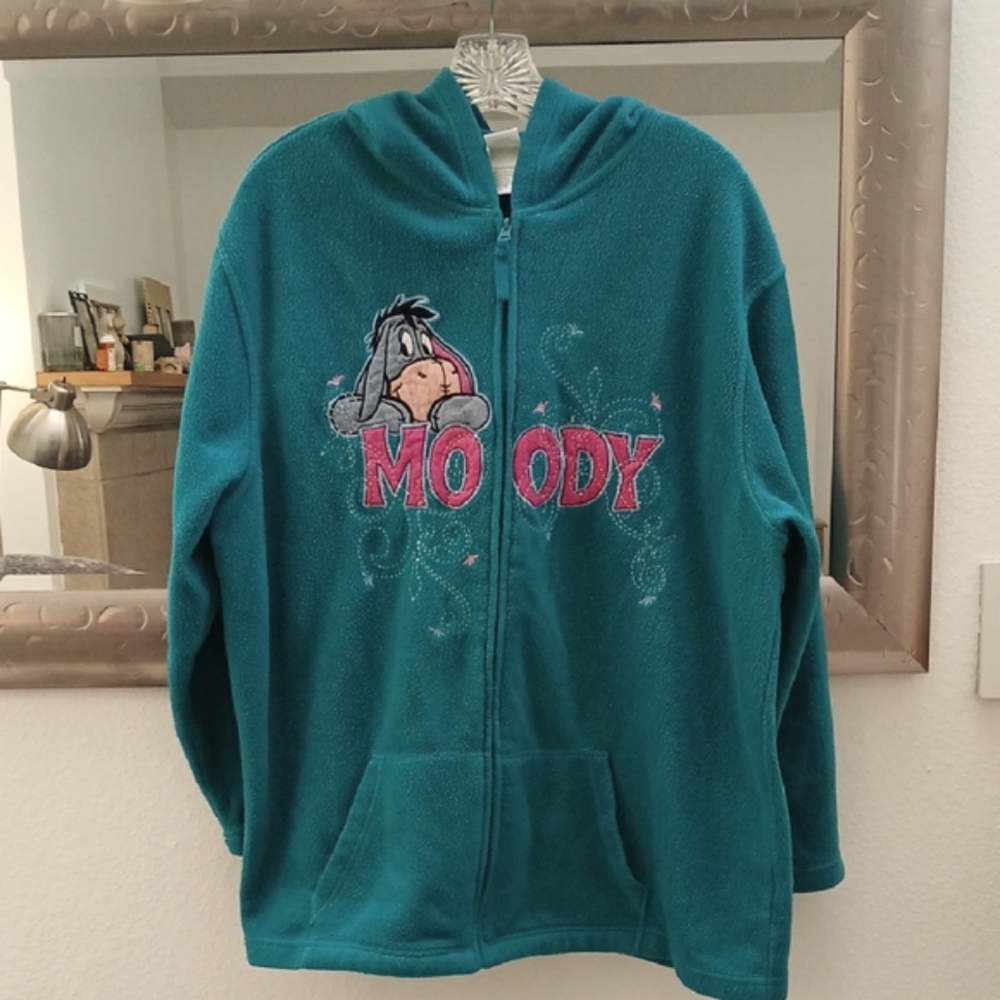 Vintage Disney Teal Green Teddy Jacket with Cozy Fleece and Hood